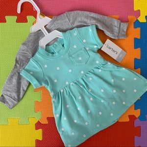 Carter’s baby girls polka dot turquoise set